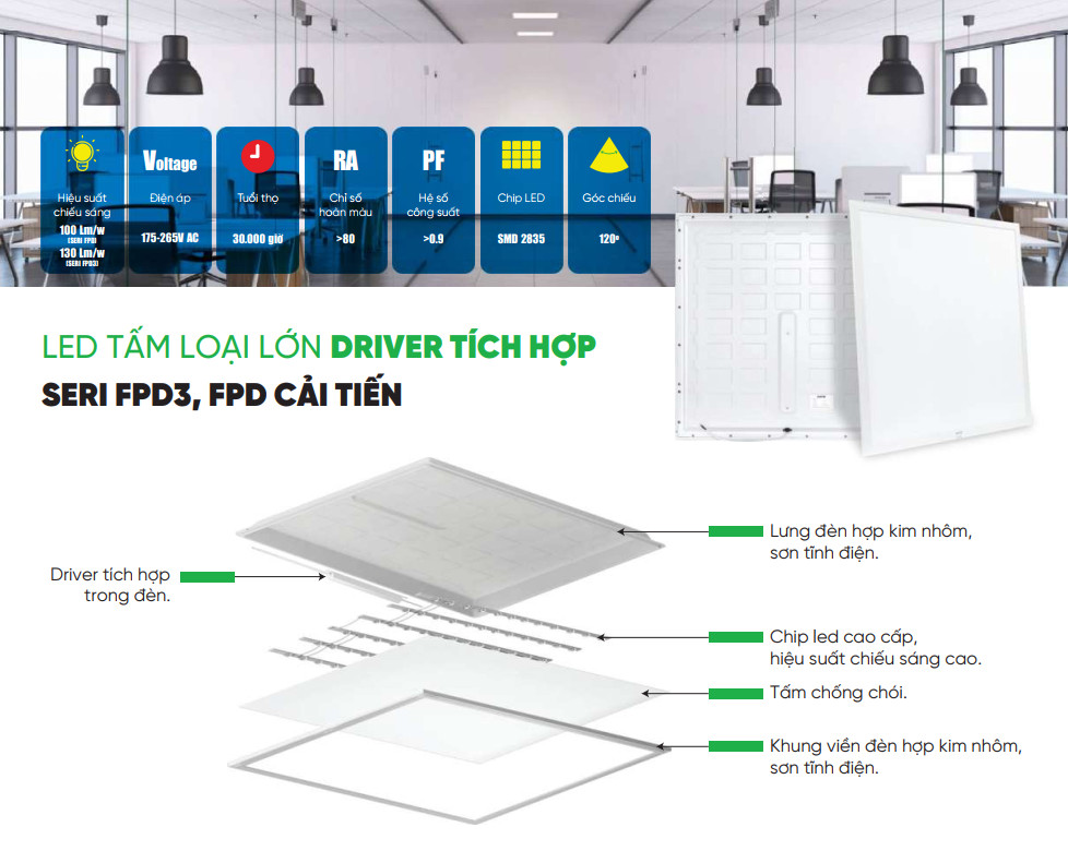 Đèn Led Panel 36W MPE FPD3-12030T